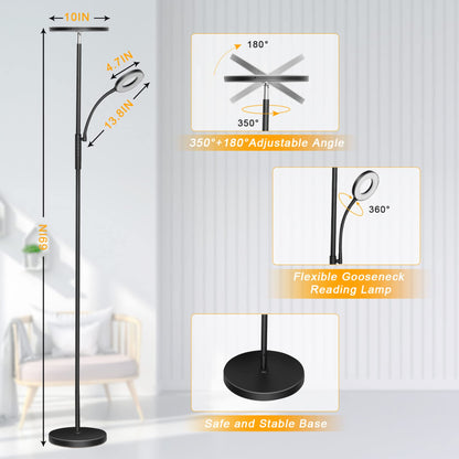 Lumeo Dimmbare LED Stehlampe Deckenfluter Leselampe - Schwarz