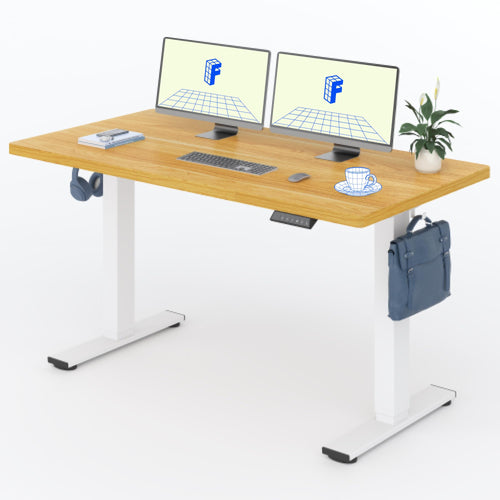 FLEXISPOT Höhenverstellbarer Schreibtisch 160x80cm - Einteilig Ahorn/Weiss. Ergonomisches Arbeiten im Stehen und Sitzen.