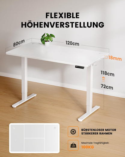 ErGear Elektrischer Schreibtisch höhenverstellbar – 120x80 cm