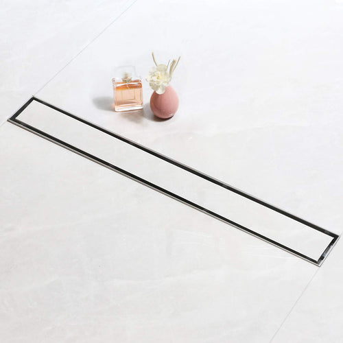 SaniteModar Duschrinne befliesbar 70cm - Geruchsstop Komplettset. Silberne Rechteckrinne für verdeckten Ablauf im Bad. Geruchsstop