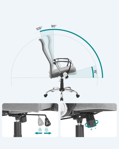 SONGMICS OBN034G01 Ergonomischer Schreibtischstuhl - Grau