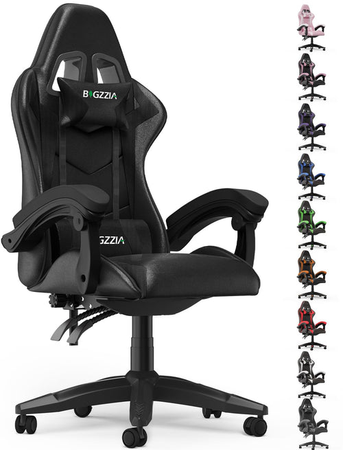 bigzzia Gaming Stuhl X23F mit RGB-LED, ergonomisch, Schwarz – Drehstuhl aus PU-Leder mit Kopfstütze