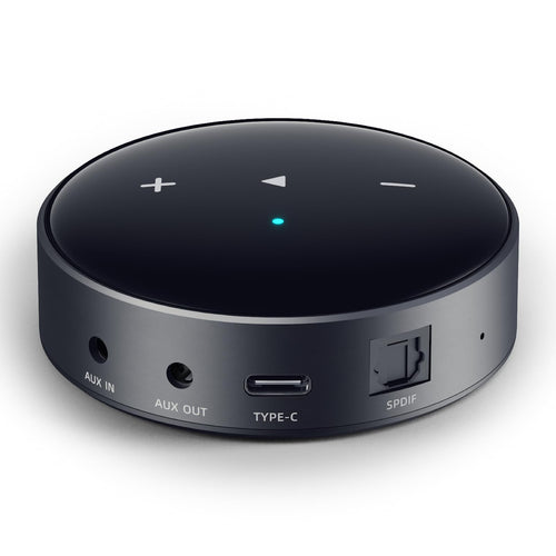 WiiM Mini AirPlay 2 Wireless Audio Streamer Hi-Res Multiroom, kleines schwarzes Gerät. Streamt Hi-Res Audio per AirPlay 2 Multiroom.