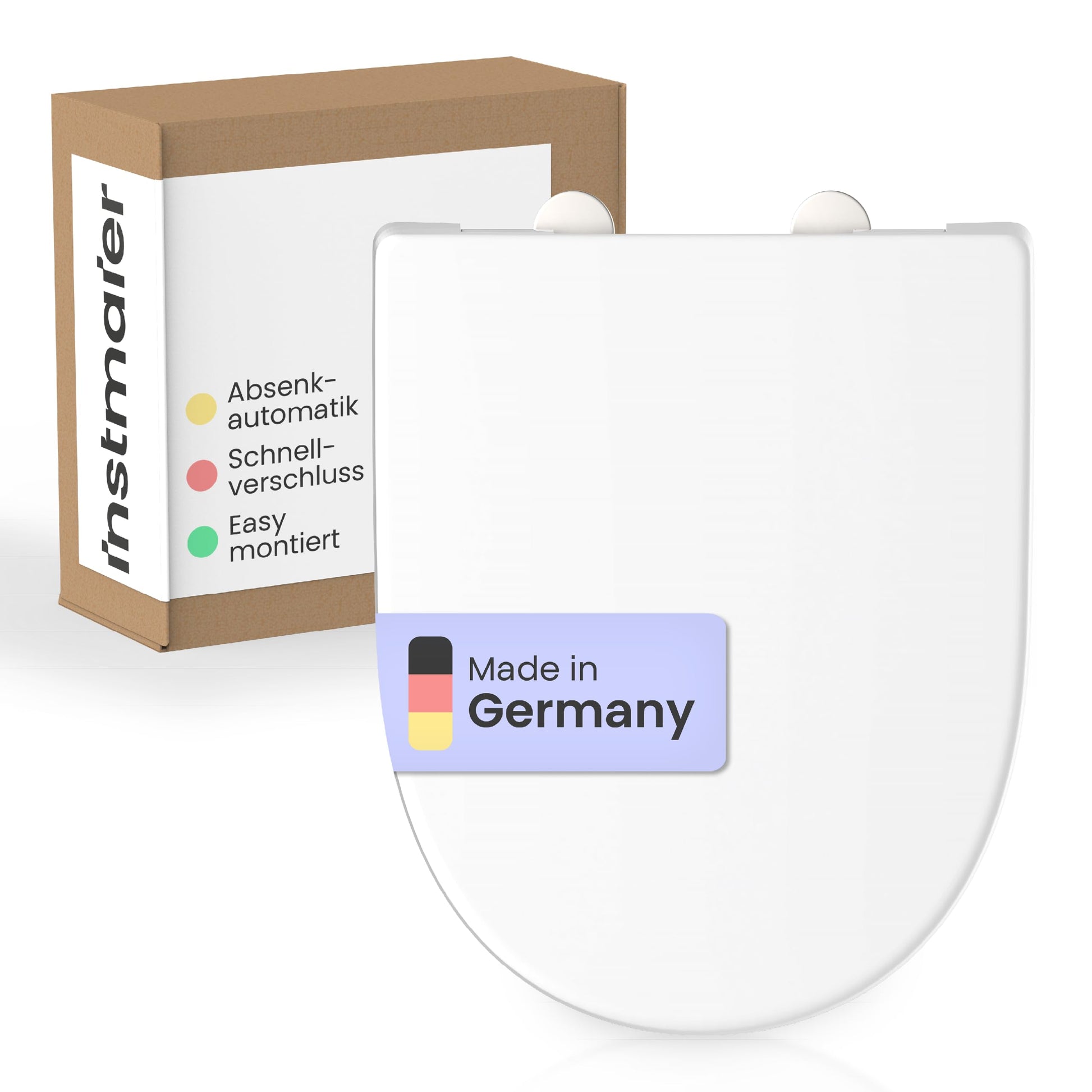 instmaier Alma WC-Sitz Absenkautomatik D-Form Weiss Duroplast. Weißer D-Form Duroplast-Sitz mit Absenkautomatik zum sanften Schließen.