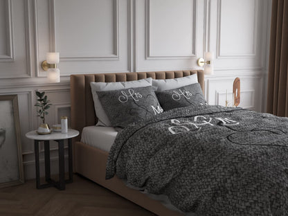 Sleeptime Bettwäsche Mr and Mrs 200x200 cm, 3-teilig, 100% Baumwolle