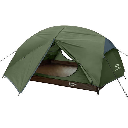 Bessport Camping Zelt 2 Personen. Ultraleichtes, graues 4-Jahreszeiten-Kuppelzelt. Bietet Schutz beim Outdoor-Camping.