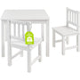 Bomi Kindersitzgruppe Amy Holz – Kindertisch Set 2 Stühle Weiss. Rechteckige weisse Holzgruppe für Spiel und Kreativität.