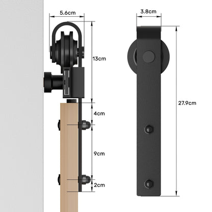 WOLFBIRD Schiebetürbeschlag Komplettset, 183 cm Schiene, Schwarz