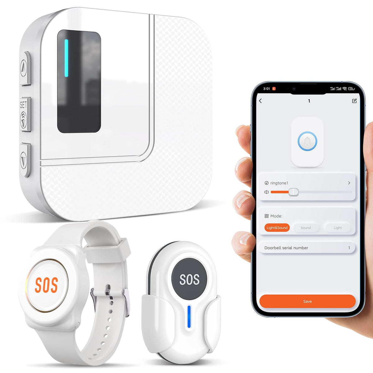 DAYTEE Notrufknopf für Senioren, WLAN Hausnotruf Set mit Empfänger, Armband und Ruftaste