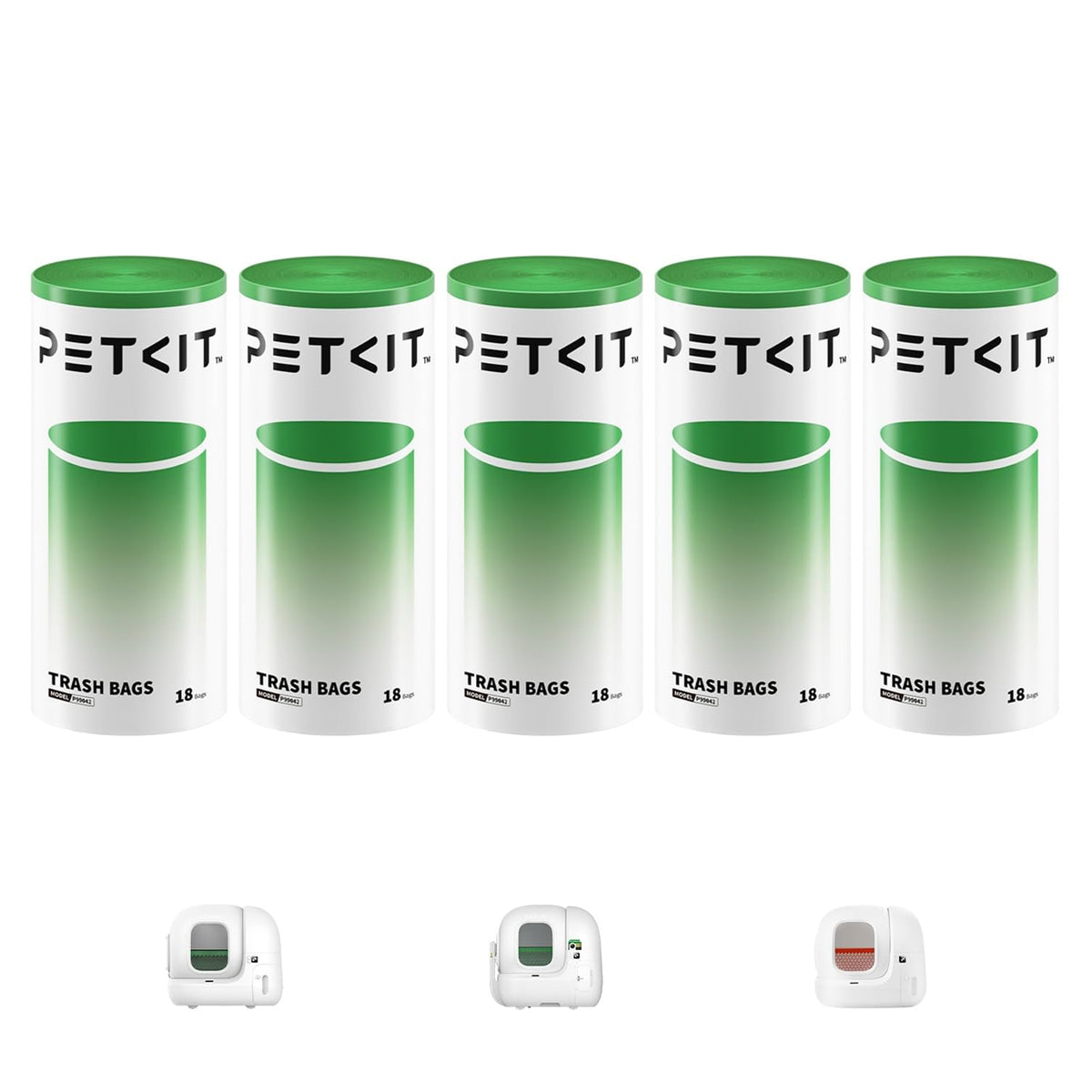 PETKIT Katzentoilettenbeutel mit Zugbändern für Pura MAX 2, 90 Stück, reissfeste Beutel auf 5 Rollen