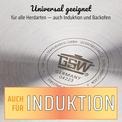 GSW Profi-Topf mit Glasdeckel, Edelstahl, 20 l, induktionsgeeignet