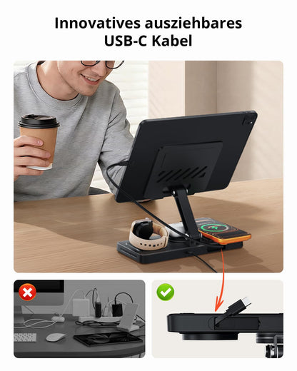 GEEKERA 4-in-1 Ladestation für Apple mit 65 W Netzteil, schwarz