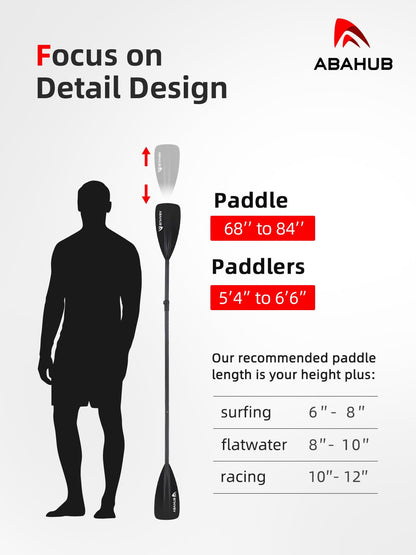 Abahub 2-in-1 SUP- und Kajakpaddel, Aluminium, verstellbar, schwarz