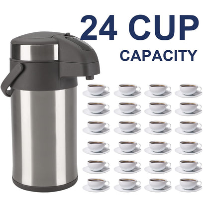 Olerd Pump-Thermoskanne Kaffeespender 4,0L - Silber Edelstahl