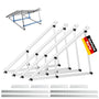 Verstärkte Balkon-Kraftwerk Halterung Alu 118CM 0-90° – 2 Paar. Silberfarbene Aluschienen zur winkelverstellbaren Montage von Solarmodulen am Balkongeländer.