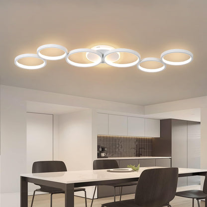 Liyabber LED Deckenleuchte dimmbar 6-Ring weiss mit Fernbedienung
