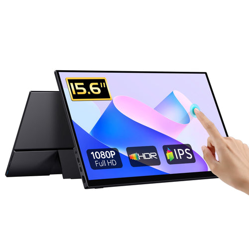 CAPERAVE Tragbarer Monitor 15.6" FHD IPS Touchscreen. Erweitert/spiegelt Displays mobil für PCs/Konsolen/Smartphones.
