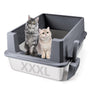 Bartuke Katzentoilette Edelstahl XXXL Katzenklo - Dunkelgrau. Rechteckiges, dunkelgraues Edelstahlbecken, extragroß. Dient zur hygienischen Aufnahme von Katzenstreu.