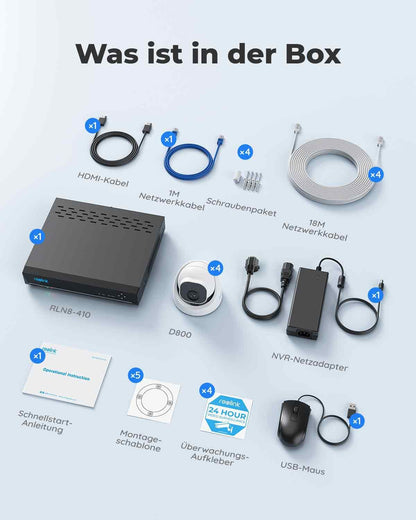 Reolink RLK8-800D4 4K PoE Aussen Überwachungskamera Set (4 Kameras)
