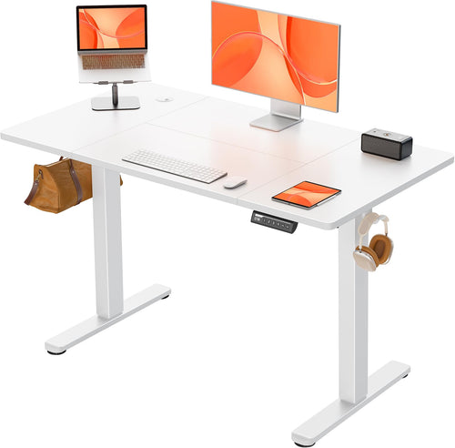 ErGear Elektrischer Steh-Sitz-Schreibtisch 120x60 cm. Rechteckige Tischplatte, elektrisch höhenverstellbar für ergonomisches Sitzen und Stehen.