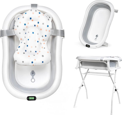 moovkee. Faltbare Stand-Babybadewanne 80cm für Neugeborene. Faltbare Wanne mit Standfüßen ermöglicht ergonomisches Babybad.