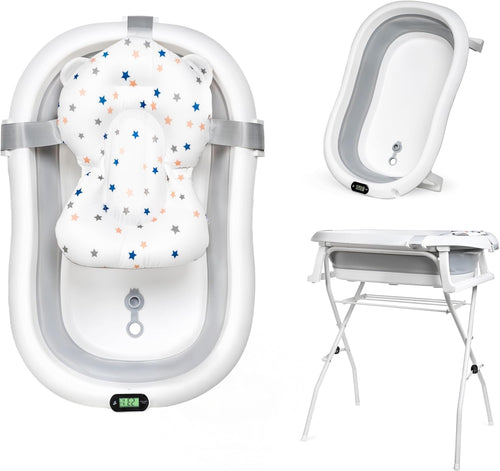 moovkee. Faltbare Stand-Babybadewanne 80cm für Neugeborene. Faltbare Wanne mit Standfüßen ermöglicht ergonomisches Babybad.