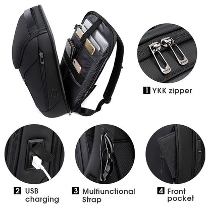 BANGE Business-Rucksack wasserdicht, 15,6-Zoll-Laptopfach, schwarz
