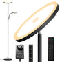 Moderne LED Deckenfluter Stehlampe – dimmbar mit Leselampe. Oben ger. Deckenfluter & seitl. Leselampe. Für Ambiente- & gez. Leselicht.