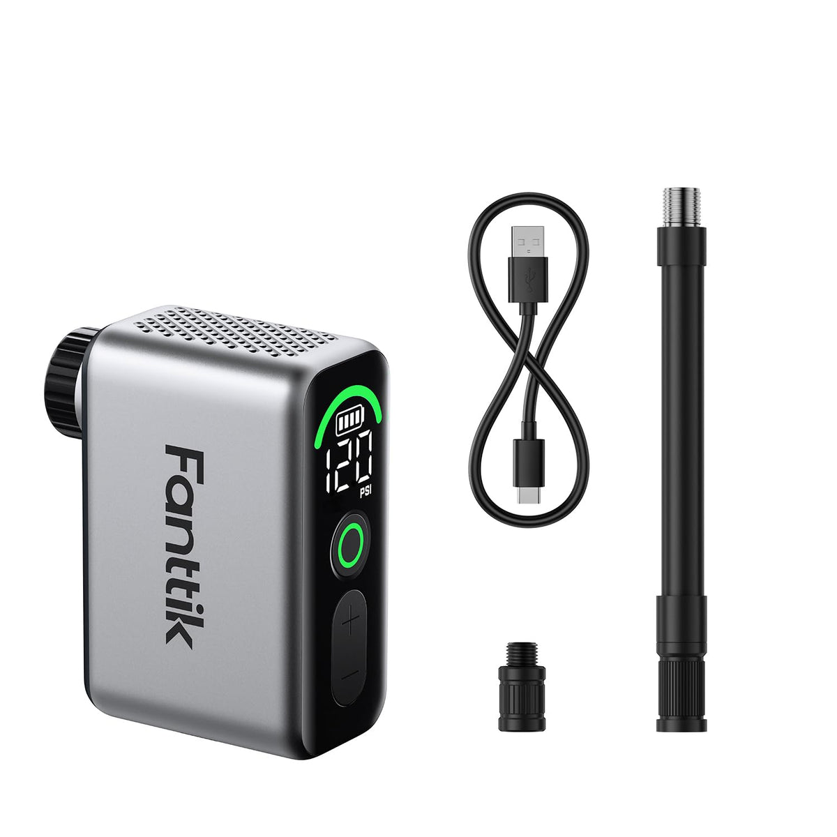 Fanttik X10 Ace Tiny Mini-Fahrradpumpe, elektrisch, 8,3 Bar/120 PSI mit hellem LED-Display und kompaktem Gehäuse