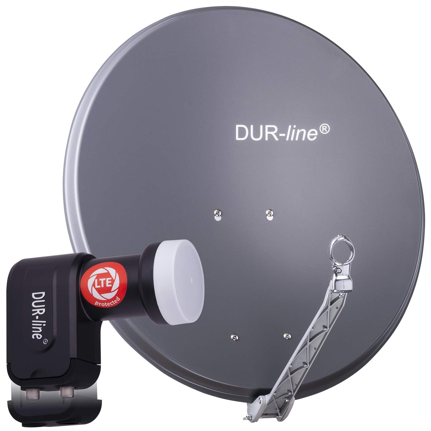 DUR-line Select Satelliten-Komplettanlage 75/80cm Anthrazit Twin: Offset-Antenne für 2-Teilnehmer-Satellitenempfang.