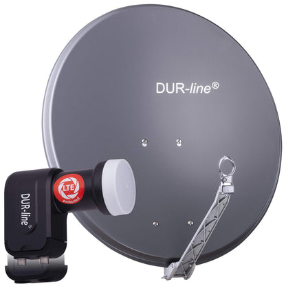 DUR-line Select Satelliten-Komplettanlage 75/80cm Anthrazit Twin: Offset-Antenne für 2-Teilnehmer-Satellitenempfang.