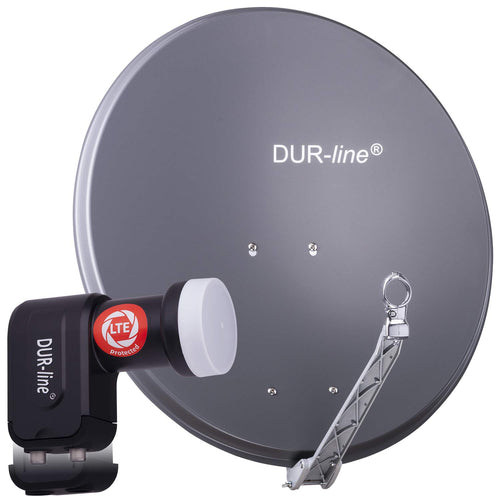 DUR-line Select Satelliten-Komplettanlage 75/80cm Anthrazit Twin: Offset-Antenne für 2-Teilnehmer-Satellitenempfang.