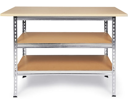 Ondis24 Werkbank Uwe 120 cm, verzinkt, mit Buchenarbeitsplatte