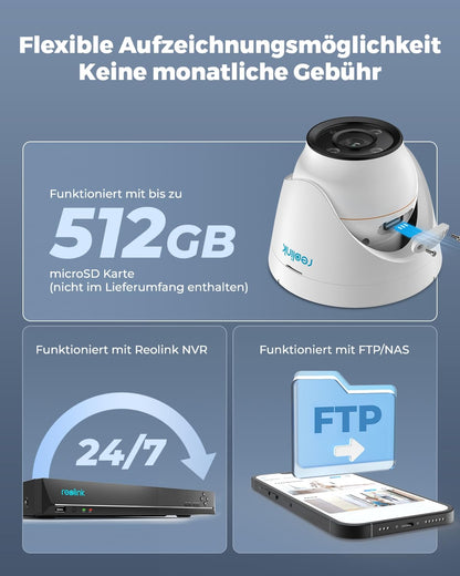 Reolink 12MP PoE IP Überwachungskamera Aussen Dome – Weiss
