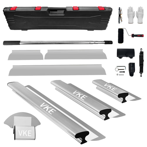 VKE Flächenspachtel Set 23-tlg. - mit Teleskopstange & Koffer. Umfassendes Set zum Glätten von Spachtelmasse an Wänden/Decken.