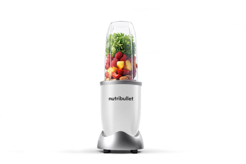 nutribullet Pro Leistungsstarker 900 Watt Smoothie Maker. Kompakter, silberner Standmixer mit klarem Mischbecher und Extraktor-Klingen für Smoothies und Shakes.