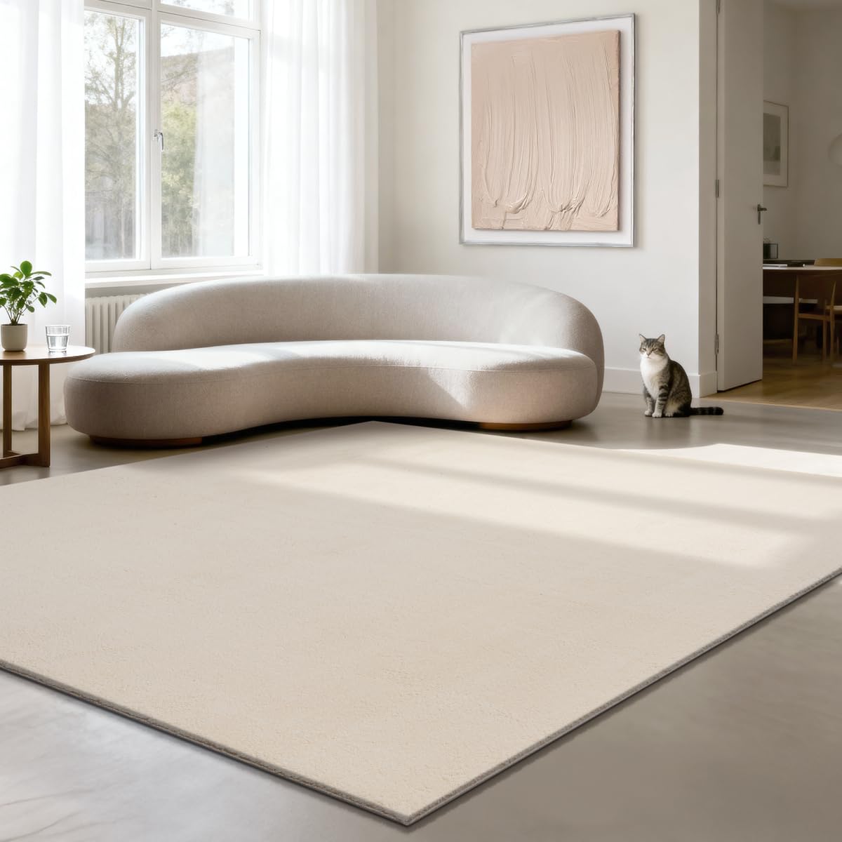 the carpet Relax Kurzflor-Teppich, waschbar, Beige, 240 x 240 cm