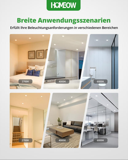 HOMEOW 20er Set LED Einbaustrahler dimmbar 7W IP44 – wählbar