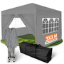 Kronenburg Faltpavillon 3 x 3 m, wasserdicht, UV-Schutz 50+, Grau mit Stahlgestell und 4 Seitenteilen
