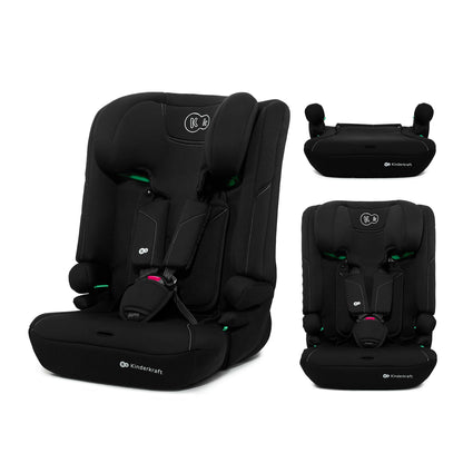 Kinderkraft I-COMFY Kindersitz i-Size 76–150 cm schwarz mit 5-Punkt-Gurt und verstellbarer Kopfstütze