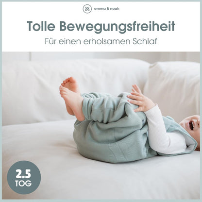 emma & noah Baby Schlafsack mit Füssen 2.5 TOG - Leo Grau 90 cm