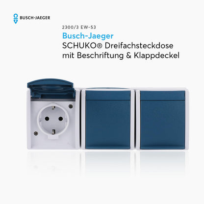 Busch-Jaeger 2300/3 EW-53 SCHUKO-Steckdose 3-fach IP44, grau