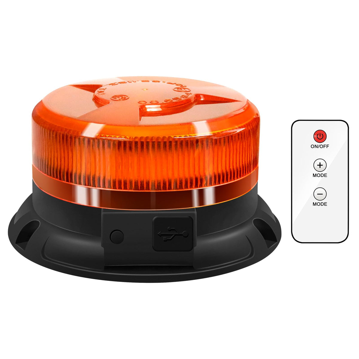 Dinfu LED Rundumleuchte Akku, gelbe Warnleuchte 12V mit Magnetfuss, runde Bauform, Befestigung am Fahrzeugdach