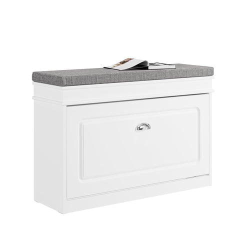 SoBuy FSR82-L-W schmale Schuhbank mit Sitzkissen Stauraum Weiss. Die schmale, weisse Bank bietet Schuhaufbewahrung und Sitzfläche.