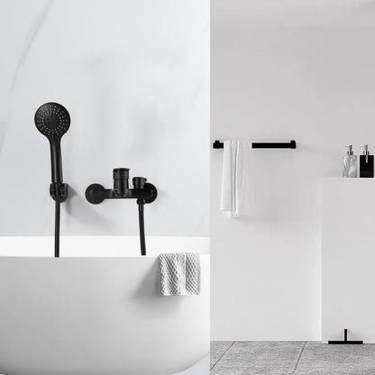 Hermodly Badewannenarmatur mit Handbrause, schwarz matt, Wandmontage