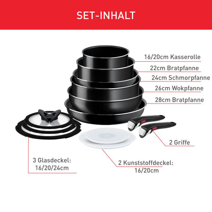 Tefal Ingenio Easy On Topf & Pfannenset 13-tlg. mit abnehmbarem Griff