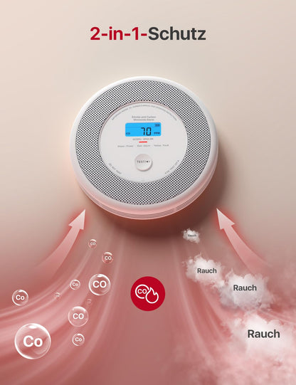 X-Sense XP0A-SR Rauch- und CO-Melder mit Sprachausgabe und LCD-Display
