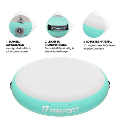 FBSPORT Airspot Airtrack Matte 100 cm, aufblasbare Turnmatte mit Pumpe