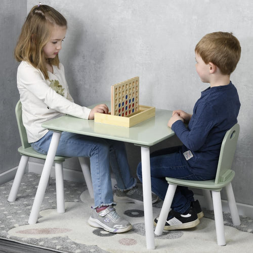 Kesper Kindertisch mit 2 Stühlen, FSC-Faserplatte, weiss/salbeigrün