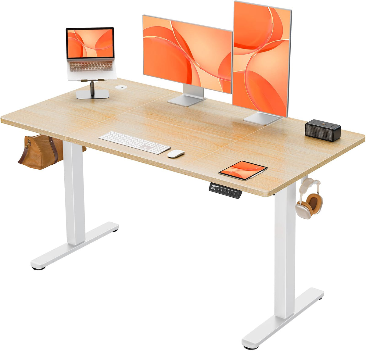 ErGear Elektrischer Gaming Schreibtisch 140x70 cm – 4 Memory. Rechteckiger, höhenverstellbarer Tisch mit 4 Speicherplätzen für Gaming.